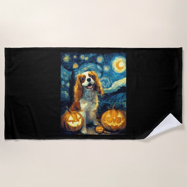 Cute Cavalier King Charles Spaniel Dog Halloween J Strandtuch (Vorderseite)