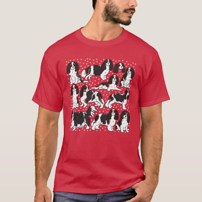 Cute cavalier king charles spaniel dog pattern fri T-Shirt (Vorderseite)