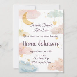 Cute Celestial Baby Shower Invitation | Watercolor Einladung