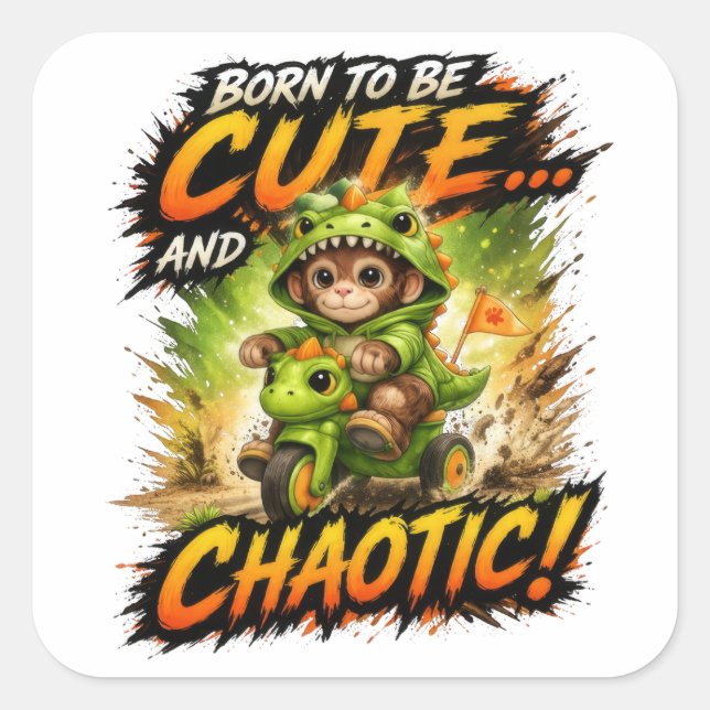 Cute Chaos Dino Sticker Funny Kawaii (Vorderseite)