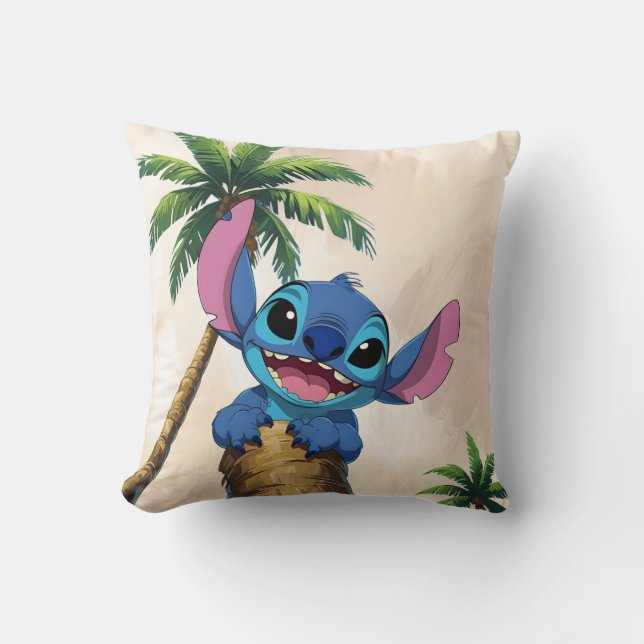Cute Chaotic Vibes Throw Pillow – Tropical Cartoon Kissen (Vorderseite)