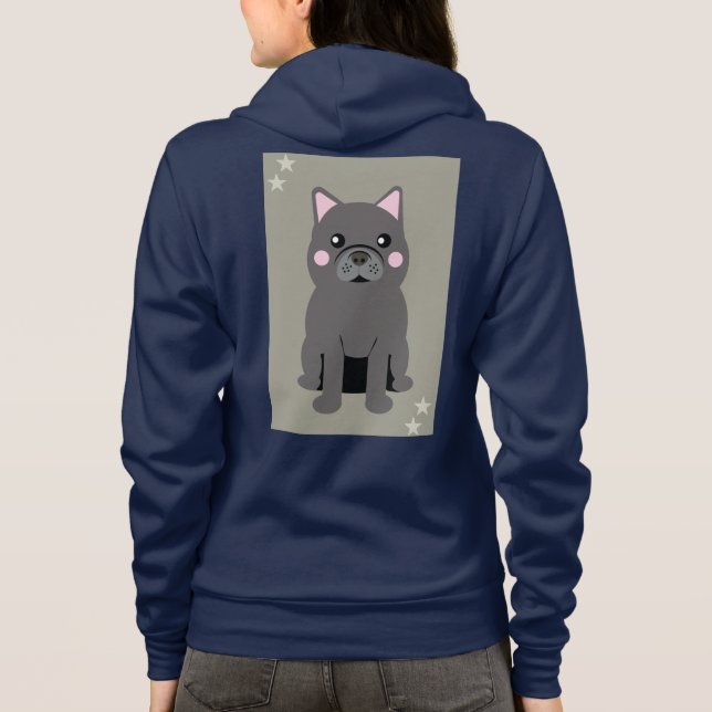 Cute Cheeks Gray French Bulldog Hoodie (Rückseite)