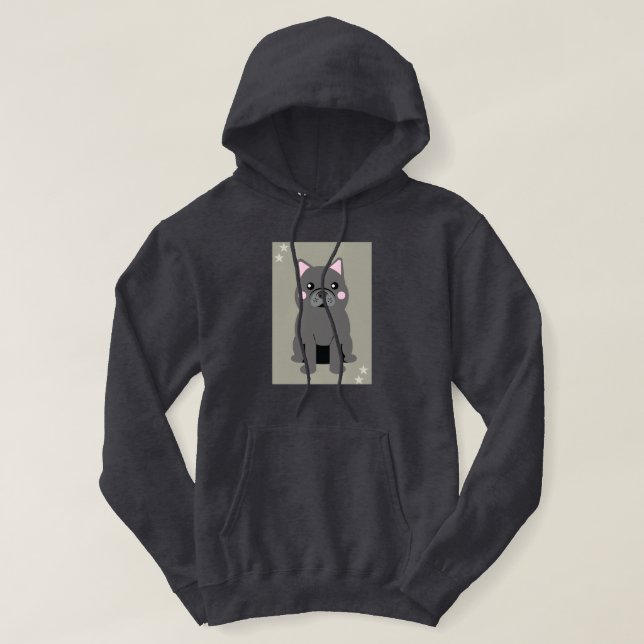 Cute Cheeks Gray French Bulldog Hoodie (Design vorne)