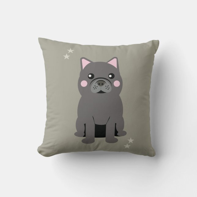 Cute Cheeks Gray French Bulldog Kissen (Vorderseite)