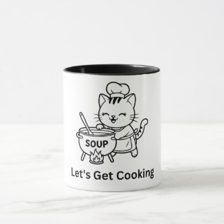Cute Chef Cat Cooking Soup Tasse