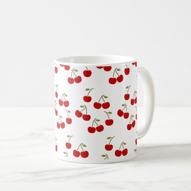 Cute Cherries Pattern Kaffeetasse (VorderseiteRechts)