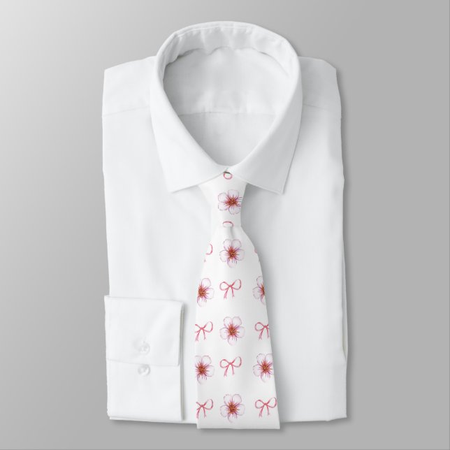 Cute Cherry Blossom Ribbon Design  Krawatte (Gebunden)
