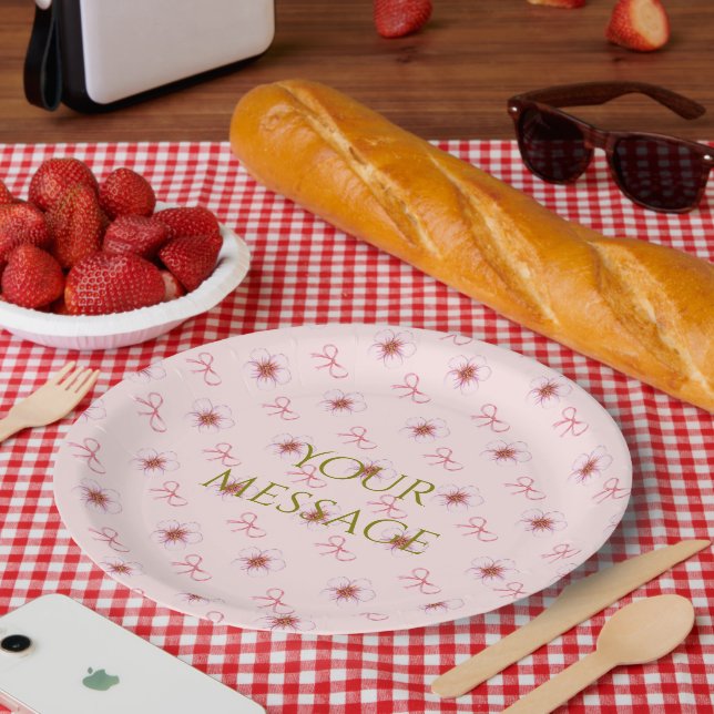 Cute Cherry Blossom Ribbon Design  Pappteller (Picknick)
