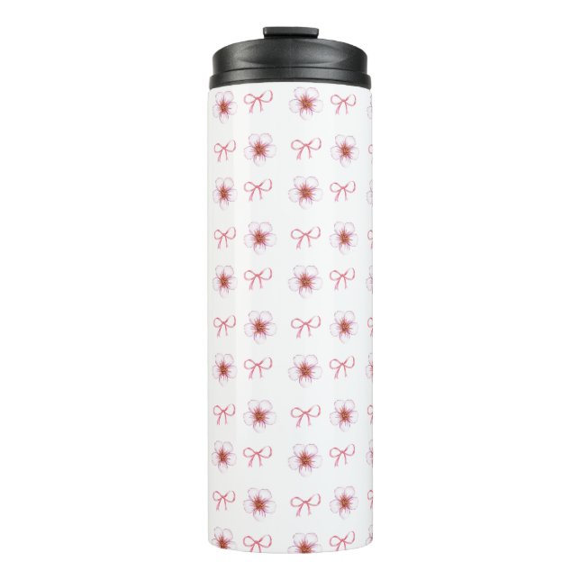 Cute Cherry Blossom Ribbon Design  Thermosbecher (Vorderseite)