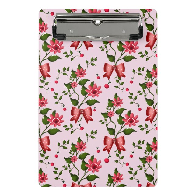 Cute Cherry Bow floral Pattern  Mini Klemmbrett (Vorderseite)