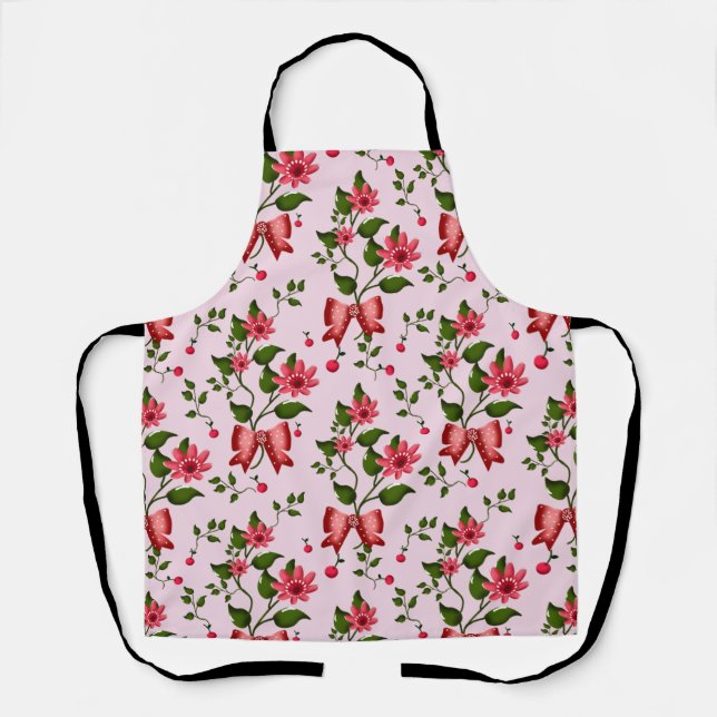 Cute Cherry Bow floral Pattern  Schürze (Vorderseite)