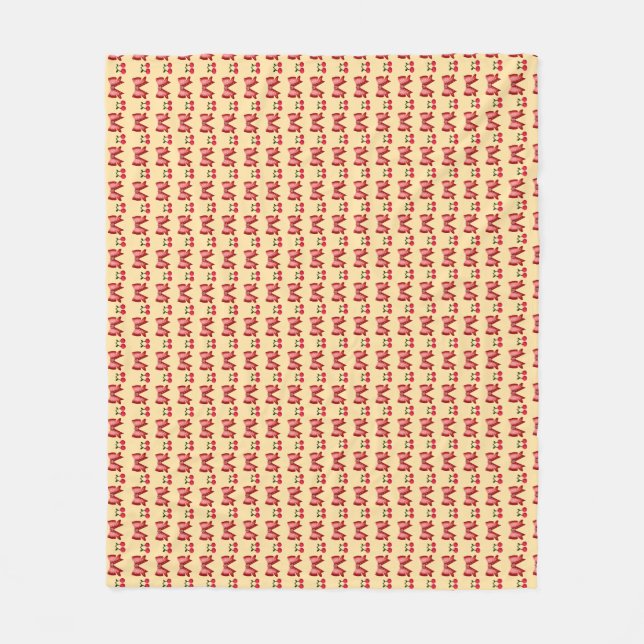 Cute Cherry Bow Seamless Pattern Pink Aesthetic Ka Fleecedecke (Vorderseite)