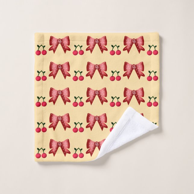 Cute Cherry Bow Seamless Pattern Pink Aesthetic Ka Waschlappen (Waschlappen)
