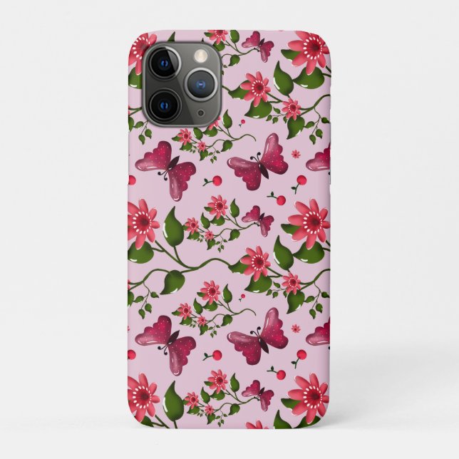 Cute Cherry Butterfly Pattern, Glossy Kawaii Fruit Case-Mate iPhone Hülle (Rückseite)