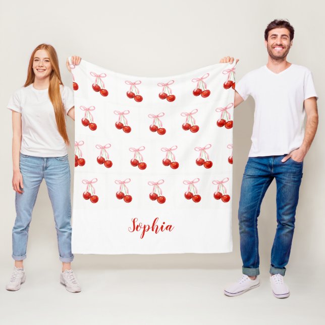 Cute Cherry Coquette Blanket - custom name Fleecedecke (Beispiel)