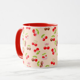 Cute Cherry Dessert Pattern Sweet Aesthetic Design Tasse