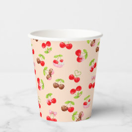 Cute Cherry Dessert Pattern Sweet Party Aesthetic Pappbecher