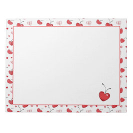 Cute Cherry Hearts Boho Scandinavian Valentine  Notizblock