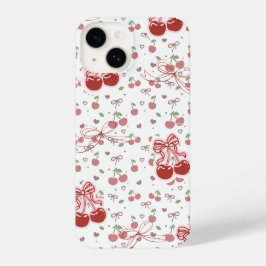 Cute Cherry iPhone 14 Case with Hearts & Bows iPhone 14 Hülle
