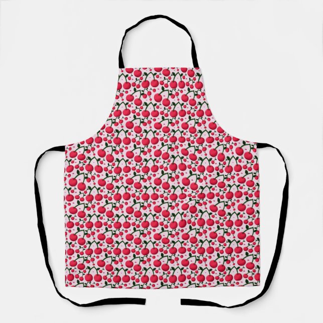 Cute Cherry Pattern Aesthetic | Red Cherry Seamles Schürze (Vorderseite)