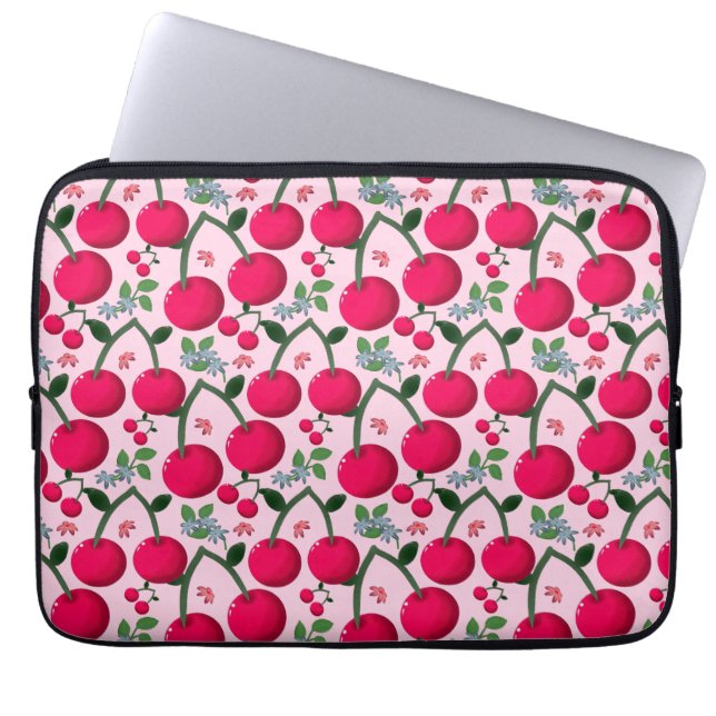 Cute Cherry  Pattern, Glossy Kawaii Fruit Laptopschutzhülle (Vorderseite)