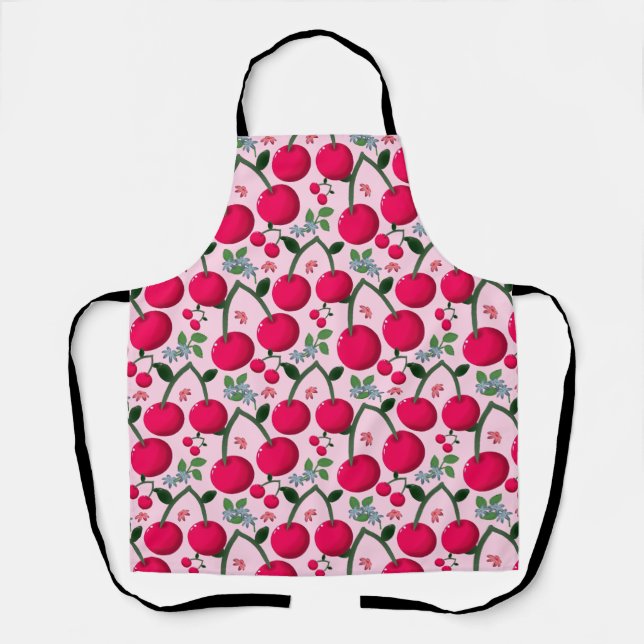 Cute Cherry  Pattern, Glossy Kawaii Fruit Schürze (Vorderseite)