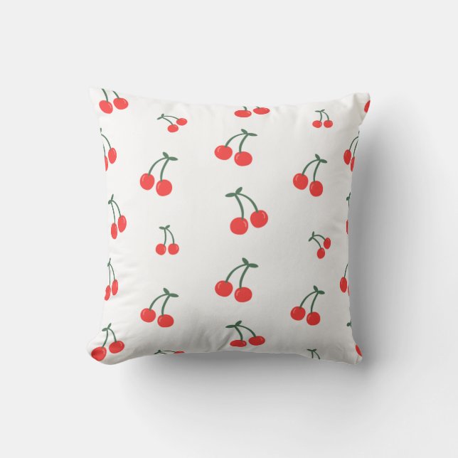 Cute Cherry Pattern – Minimalist Fruit Illustratio Kissen (Vorderseite)