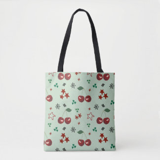 Cute Cherry Pattern Mint Green Cottagecore