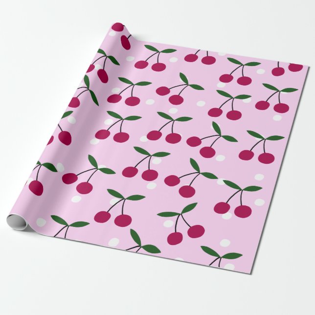 Cute Cherry Wrapping Paper Geschenkpapier (Ungerollt)