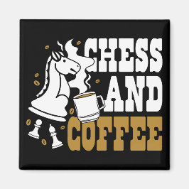 Cute Chess and Coffee Chess Lover Knight Art Magnet