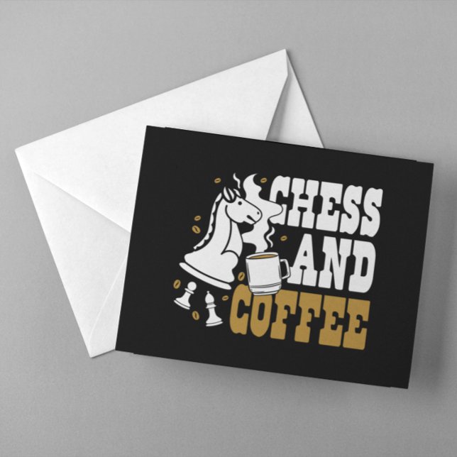 Cute Chess and Coffee Chess Lover Knight Art Postkarte (Cute Chess and Coffee Chess Lover Knight Art Postcard)