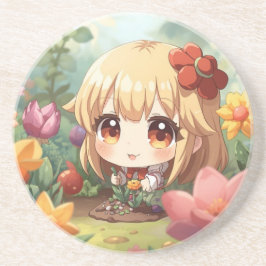 Cute Chibi Gardening Getränkeuntersetzer