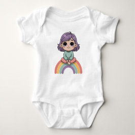Cute Chibi Girl with Purple Hair Baby Strampler