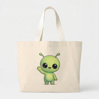 Cute Chibi Green Alien Tote Bag – Kawaii Space Cha Jumbo Stoffbeutel