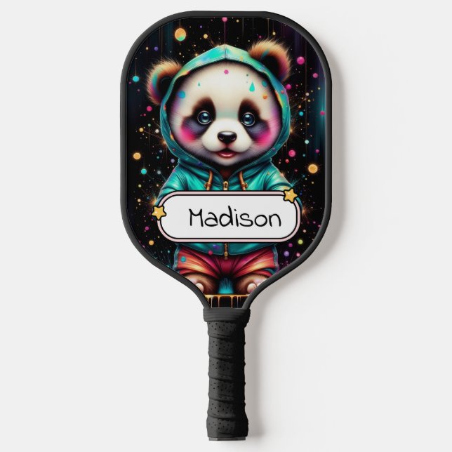 Cute Chibi Panda Customizable Pickleball Schläger (Vorderseite)