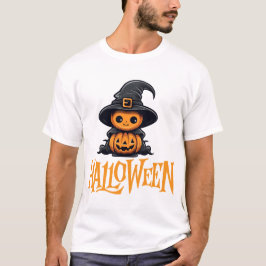 Cute Chibi Pumpkin Witch Hat Halloween Graphic T-Shirt