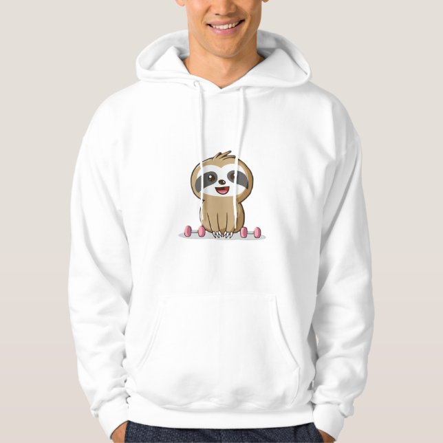 Cute Chibi Sloth Workout � Funny Kawaii Gym Animal Hoodie (Vorderseite)