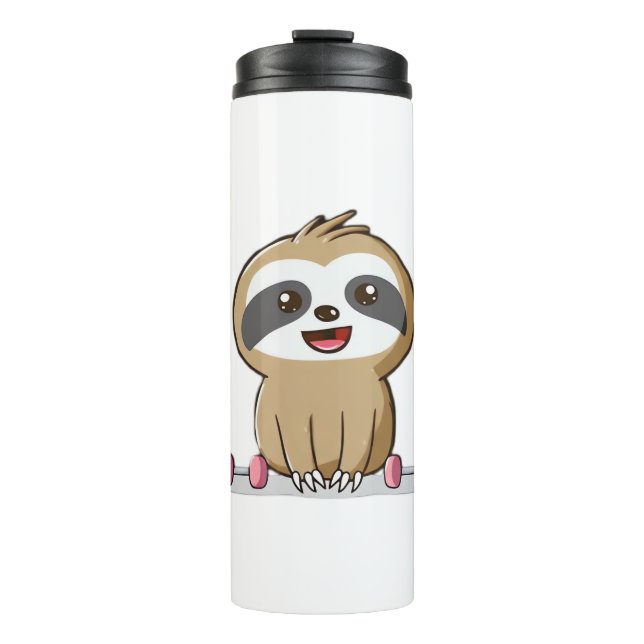 Cute Chibi Sloth Workout � Funny Kawaii Gym Animal Thermosbecher (Vorderseite)