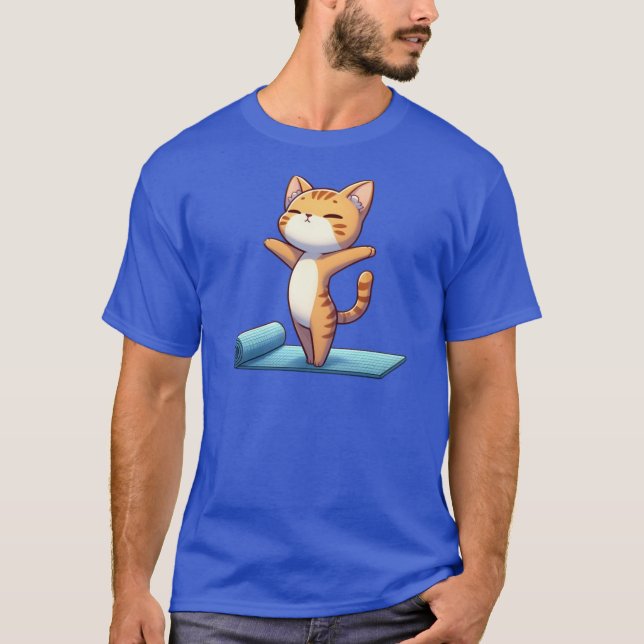 Cute Chibi Yoga Cat funny T-Shirt (Vorderseite)