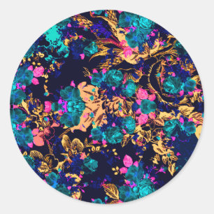 Cute chic abstrakter Blumenhintergrund Runder Aufkleber