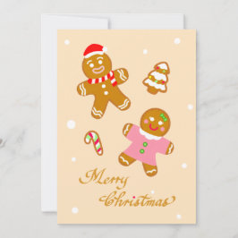 Cute Chic Christmas Gingerbread Flat Holiday Card Feiertagskarte