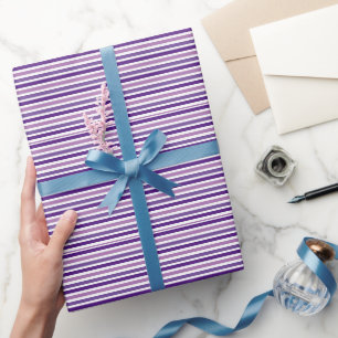 Cute Chic Einfach Lila und Weiße Streifen Geschenkpapier