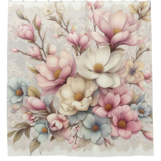 Cute chic girly floral and lace duschvorhang (Vorderseite)