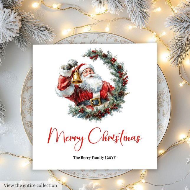 Cute Chic Santa Claus Kids Festive Merry Christmas Serviette (Cute Santa Claus Kids Festive Merry Christmas Napkin)