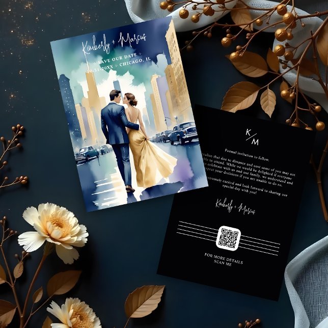 Cute Chicago Iconic Building Colorful Cityscape Save The Date (Cute Chicago Iconic Building Colorful Cityscape Save the Date Cards.)