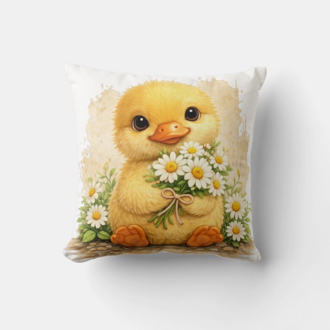 Cute Chick Flower Pillow Kawaii Easter Nursery Dec Kissen (Vorderseite)