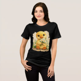 Cute Chick Flower T-Shirt Kawaii Animal Gift Tri-Blend Shirt