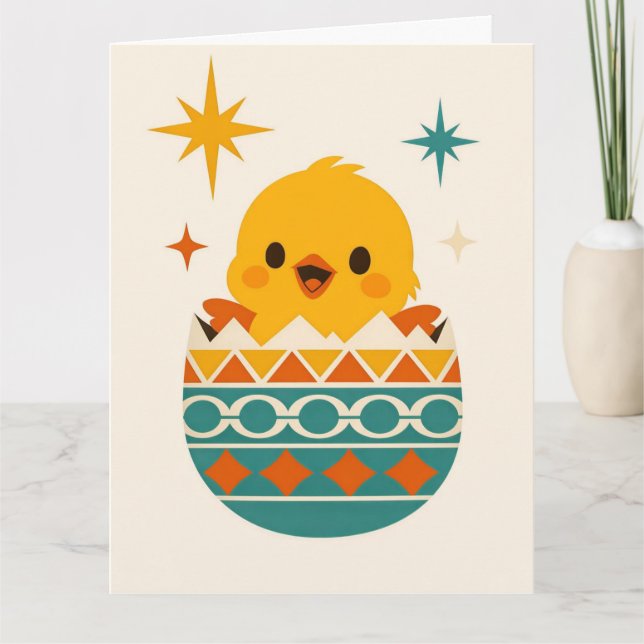 Cute Chick in Easter Egg Karte (Vorderseite)