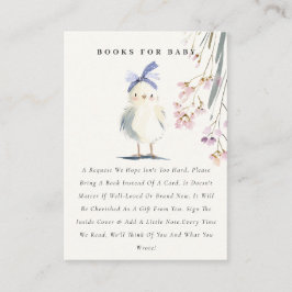 Cute Chick Watercolor Floral Books For Baby Shower Begleitkarte