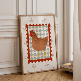 Cute Chicken Cottagecore Nursery Wall Art Poster